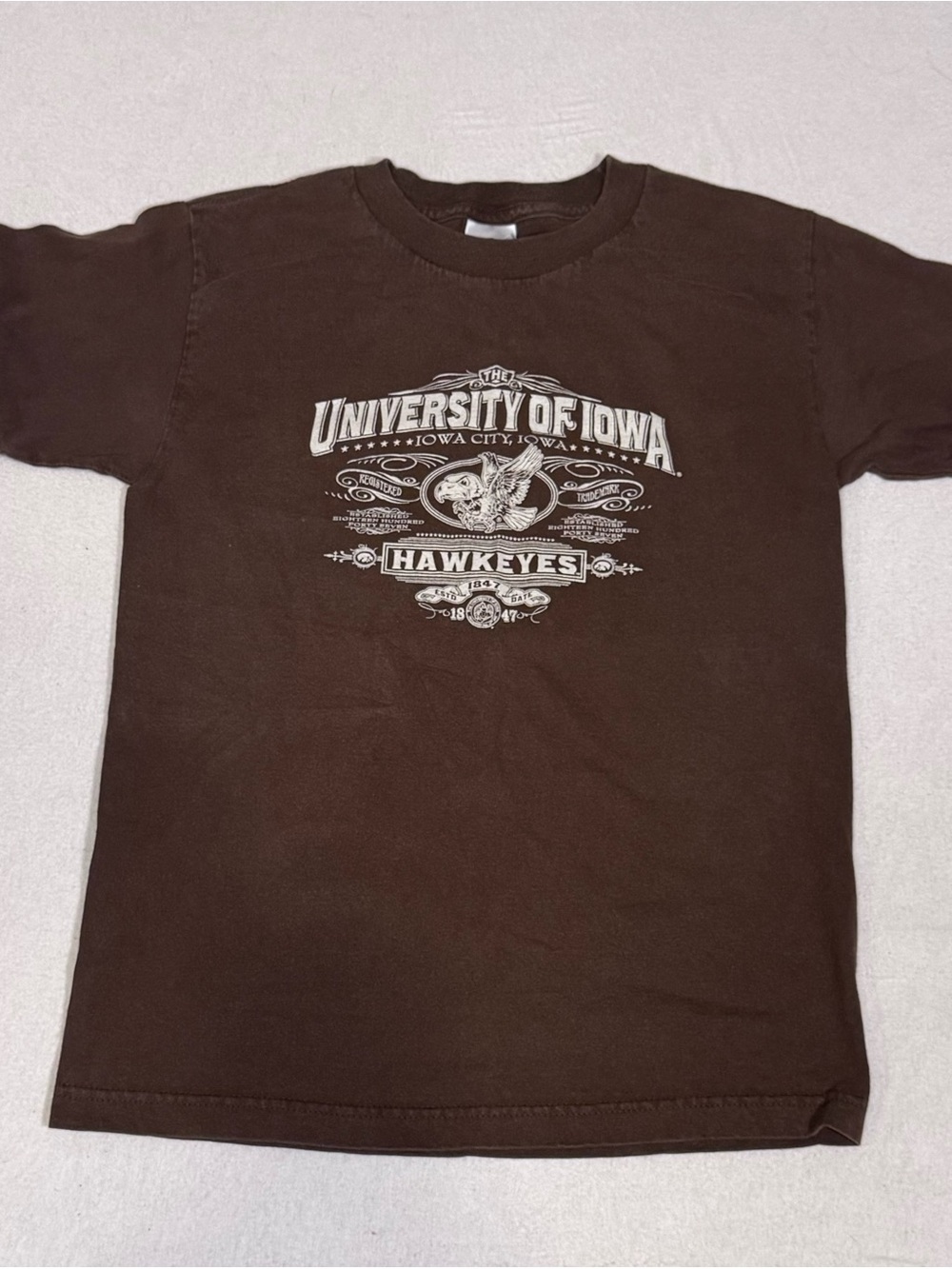 Vintage Rare University of Iowa Hawkeyes Brown Graphic Tee 90’s academic college